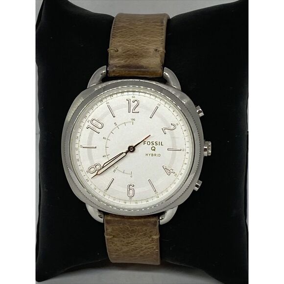 Fossil FTW1200 Women's Sand Leather White Analog Dial Hybrid Smartwatch XX642 - Picture 1 of 12